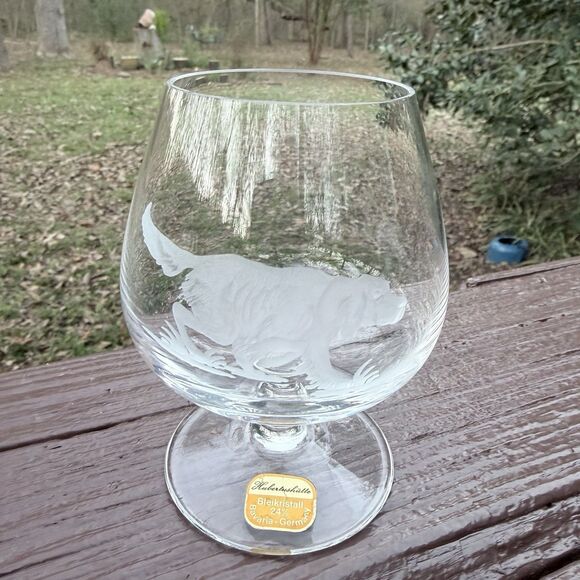 4 Hubertushutte Crystal Glasses HUNTING DOGS - Picture 4 of 11